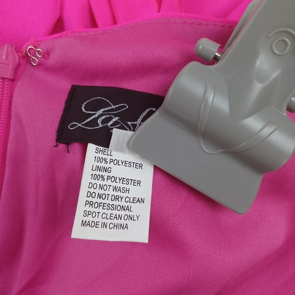 La Femme Strappy Back Jersey Gown SZ 4 Women Hot Pink Deep V Neck Wedding Guest - Picture 11 of 14